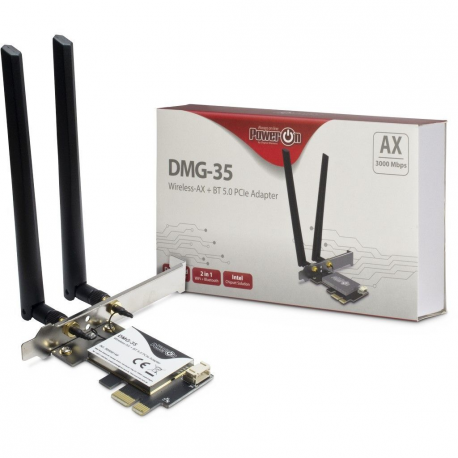 Inter-Tech DMG-35 - Network adapter - PCIe low profile - 802.11ac, Bluetooth 5.0, 802.11ax (Wi-Fi 6) - 3