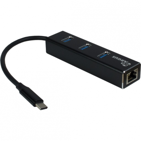 Argus IT-410 - Hub - 3 x SuperSpeed USB 3.0 + 1 x 10 / 100 / 1000 - desktop - 0