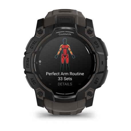 Garmin Instinct 3 AMOLED - 50 mm - black fibre-reinforced polymer - Yes smart watch with band - silicone - charcoal - display 1.3" - 4 GB - Bluetooth, ANT+ - 59 g - 7