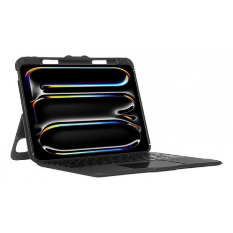 Targus Versavu - Keyboard and folio case - with trackpad - backlit - wireless - Bluetooth 5.0 - QWERTY - Nordic - black - 7