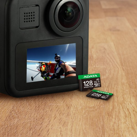 ADATA SPEED PLUS - Flash memory card (SD adapter included) - 128 GB - A2 / Video Class V30 / UHS-I U3 / Class10 - SDXC UHS-I - 5