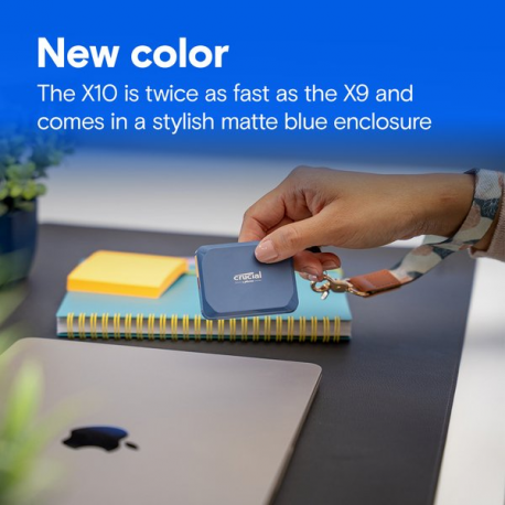 Crucial X10 - SSD - encrypted - 2 TB - external (portable) - USB 3.2 Gen 2x2 (USB-C connector) - 256-bit AES - matte blue - 4
