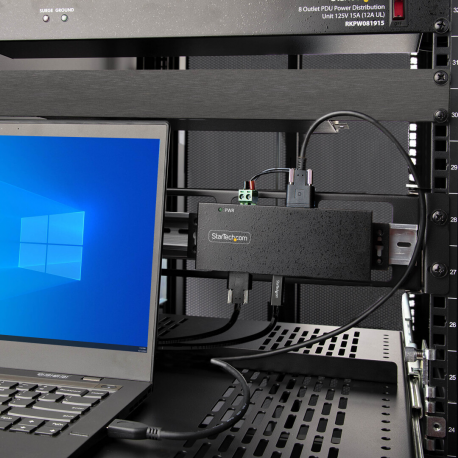 StarTech.com 7-Port Industrial USB Hub 10Gbps Hub, Metal, Mountable, TAA - Hub - industrial - 7 x USB 3.2 Gen 2 - desktop, DIN rail mountable, rack-mountable - TAA Compliant - 7