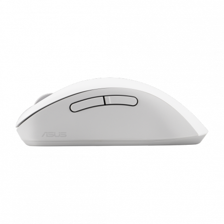 ASUS MD102 - Mouse - ergonomic - optical - 5 buttons - wireless - Bluetooth, 2.4 GHz - USB wireless receiver - white - 2