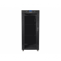 Lanberg FF01 series - Rack cabinet - 800 x 800, flat pack, with glass door, LCD - with LCD screen, thermostat, 4 cooling fans - free-standing - black, RAL 9004 - 22U - 19"