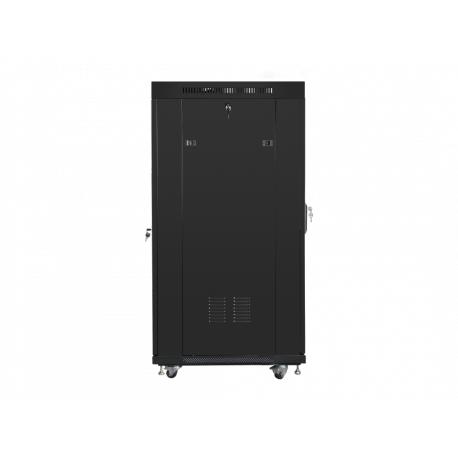 Lanberg FF01 series - Rack cabinet - 800 x 1200, flat pack, with glass door, LCD - with LCD screen, thermostat, 4 cooling fans - free-standing - black, RAL 9004 - 27U - 19" - 4