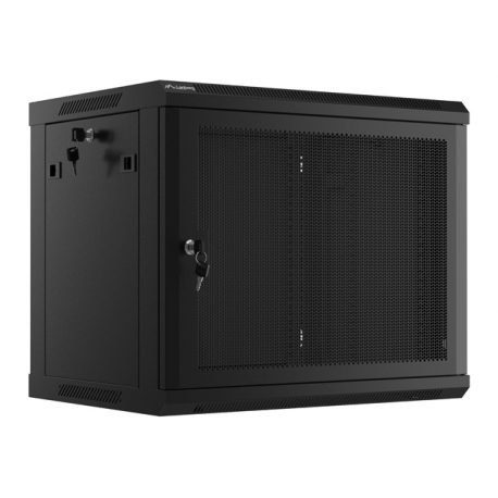 Lanberg WF01 Series - Rack cabinet - 600 x 450, with perforated door, flat pack - wall mountable - black, RAL 9004 - 9U - 19" - 0