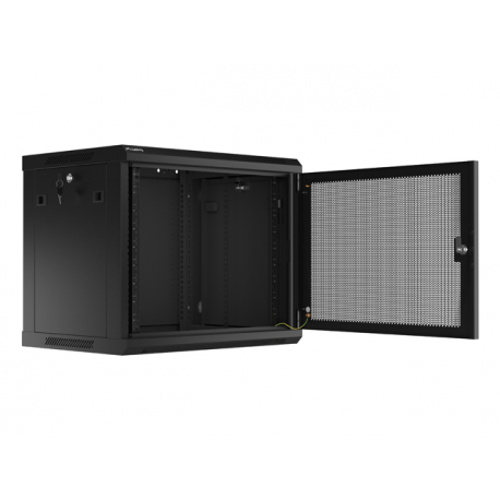 Lanberg WF01 Series - Rack cabinet - 600 x 450, with perforated door, flat pack - wall mountable - black, RAL 9004 - 9U - 19" - 1