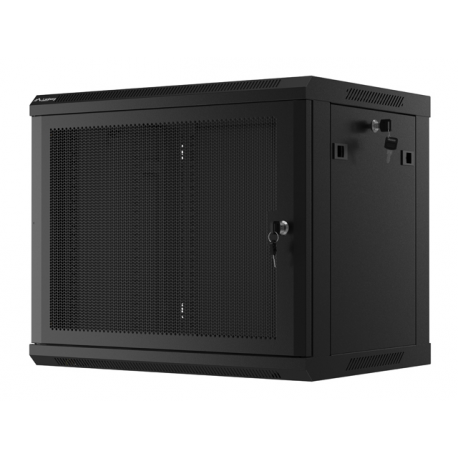 Lanberg WF01 Series - Rack cabinet - 600 x 450, with perforated door, flat pack - wall mountable - black, RAL 9004 - 9U - 19" - 7