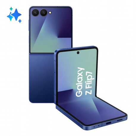 Samsung Galaxy Z Flip7 - 5G smartphone - dual-SIM - RAM 12 GB / Internal Memory 512 GB - OLED display - 6.9" - 2520 x 1080 pixels (120 Hz) - 2x rear cameras 50 MP, 12 MP - front camera 10 MP - blue shadow - 0