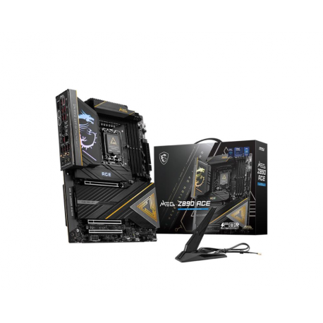 MSI MEG Z890 ACE - Motherboard - ATX - LGA1851 Socket - Z890 Chipset - USB-C 3.2 Gen 2x2, USB 3.2 Gen 1, USB 3.2 Gen 2, USB4 - 10 Gigabit LAN, Wi-Fi 7, Bluetooth - onboard graphics (CPU required) - HD Audio (8-channel) - 0