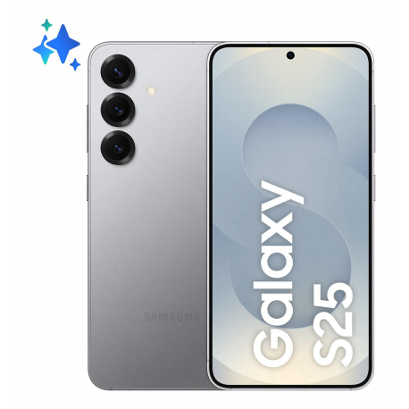 Samsung Galaxy S25 - 5G smartphone - dual-SIM - RAM 12 GB  /  Internal Memory 128 GB - OLED display - 6.2" - 2340 x 1080 pixels (120 Hz) - 3x rear cameras 50 MP, 12 MP, 10 MP - front camera 12 MP - silver shadow - 0