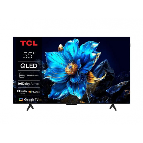 TCL 55T69C - 55" Diagonal Class (54.9" viewable) LED-backlit LCD TV - QLED - Smart TV - Google TV - 4K UHD (2160p) 3840 x 2160 - HDR - Quantum Dot - brushed metal - 0