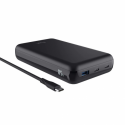Trust Laro - Power bank - 20000 mAh - 100 Watt - 5 A - QC 3.0, Power Delivery 3.0 + PPS - 3 output connectors (4 pin USB Type A (QC 3.0), 2 x 24 pin USB-C (PD)) - on cable: USB-C - black