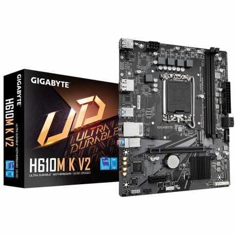 Gigabyte H610M K V2 - 1.0 - motherboard - micro ATX - LGA1700 Socket - H610 Chipset - USB 3.2 Gen 1 - Gigabit LAN - onboard graphics (CPU required) - HD Audio (8-channel) - 0