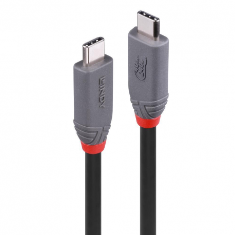 Lindy Anthra Line - USB cable - 24 pin USB-C (M) to 24 pin USB-C (M) - USB4 Gen3x2 - 48 V - 5 A - 80 cm - 4K60Hz (3840 x 2160) support, 8K60Hz (7680 x 4320) support - black - 0