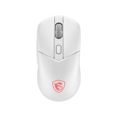 MSI VERSA 300 - Mouse - ergonomic - optical - 6 buttons - wireless, wired - 2.4 GHz, Bluetooth 5.3, USB - white - 0