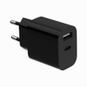Gembird - Power adapter - universal - 12 Watt - 2.4 A - 2 output connectors (USB, 24 pin USB-C) - black