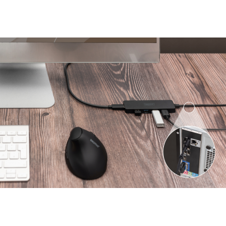 DIGITUS Slim Line - Hub - 4 x SuperSpeed USB 3.0 - desktop - 1