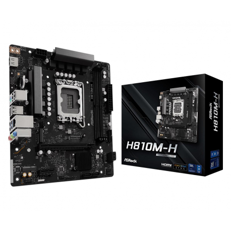 ASRock H810M-H - Motherboard - micro ATX - LGA1851 Socket - H810 Chipset - USB 3.2 Gen 1 - Gigabit LAN - onboard graphics (CPU required) - HD Audio (8-channel) - 0