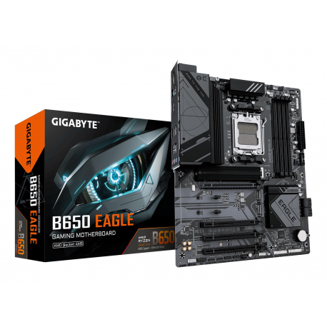 Gigabyte B650 EAGLE - Motherboard - ATX - Socket AM5 - AMD B650 Chipset - USB-C 3.2 Gen 1, USB 3.2 Gen 2, USB 3.2 Gen 1 - Gigabit LAN - onboard graphics (CPU required) - HD Audio (8-channel) - 0