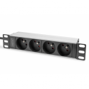 DIGITUS - Power distribution unit (rack-mountable) - AC 230 V - 4000 Watt - input: CEE 7 / 7 - output connectors: 4 (CEE 7 / 5) - 1U - 10" - 2 m cord - France