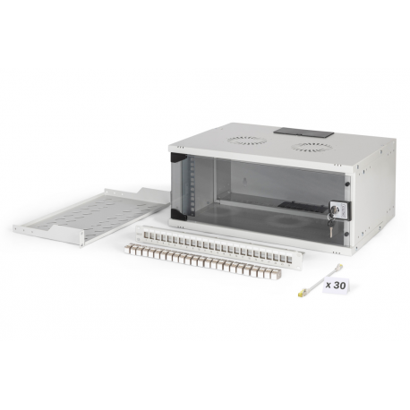 Digitus SOHO PRO Series - Cabinet - 540x400 mm (WxD) - wall mountable - RAL 7035, light grey - 4U - 19" - 0