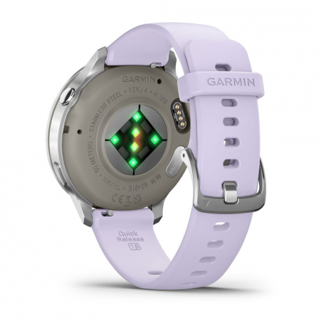 Garmin Venu 4 - 41 mm - silver - smart watch with band - silicone - periwinkle - wrist size: 110-175 mm - display 1.2" - 8 GB - Bluetooth, ANT+, Wi-Fi - 33 g - 4