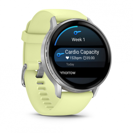 Garmin Venu 4 - 45 mm - silver - smart watch with band - silicone - citron - wrist size: 135-200 mm - display 1.4" - 8 GB - Bluetooth, ANT+, Wi-Fi - 38 g - 2