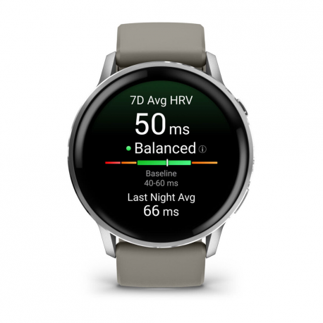 Garmin Venu 4 - 45 mm - silver - smart watch with band - silicone - silver gray - wrist size: 135-200 mm - display 1.4" - 8 GB - Bluetooth, ANT+, Wi-Fi - 38 g - 1