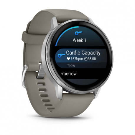 Garmin Venu 4 - 45 mm - silver - smart watch with band - silicone - silver gray - wrist size: 135-200 mm - display 1.4" - 8 GB - Bluetooth, ANT+, Wi-Fi - 38 g - 2