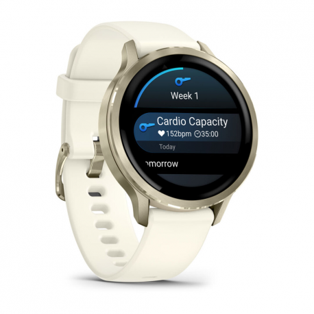Garmin Venu 4 - 41 mm - lunar gold - smart watch with band - silicone - bone - wrist size: 110-175 mm - display 1.2" - 8 GB - Bluetooth, ANT+, Wi-Fi - 33 g - 2