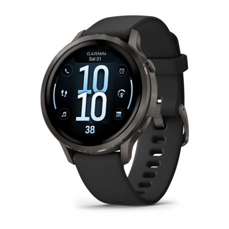 Garmin Venu 4 - 41 mm - slate - smart watch with band - silicone - black - wrist size: 110-175 mm - display 1.2" - 8 GB - Bluetooth, ANT+, Wi-Fi - 33 g - 0