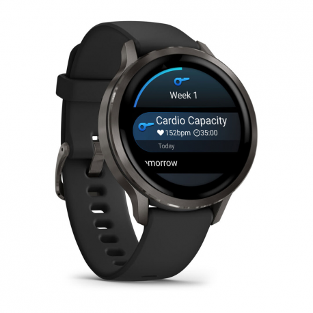 Garmin Venu 4 - 41 mm - slate - smart watch with band - silicone - black - wrist size: 110-175 mm - display 1.2" - 8 GB - Bluetooth, ANT+, Wi-Fi - 33 g - 2