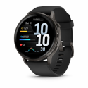 Garmin Venu 4 - 45 mm - slate - smart watch with band - silicone - black - wrist size: 135-200 mm - display 1.4" - 8 GB - Bluetooth, ANT+, Wi-Fi - 38 g