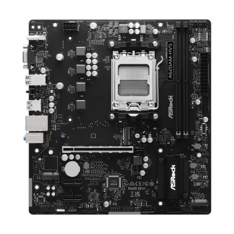ASRock A620AM-HVS - Motherboard - micro ATX - Socket AM5 - AMD A620A Chipset - USB 3.2 Gen 1, USB-C 3.2 Gen 1 - Gigabit LAN - onboard graphics (CPU required) - HD Audio (8-channel) - 1
