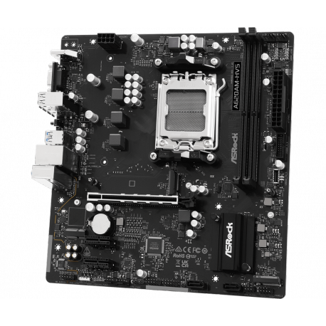 ASRock A620AM-HVS - Motherboard - micro ATX - Socket AM5 - AMD A620A Chipset - USB 3.2 Gen 1, USB-C 3.2 Gen 1 - Gigabit LAN - onboard graphics (CPU required) - HD Audio (8-channel) - 2