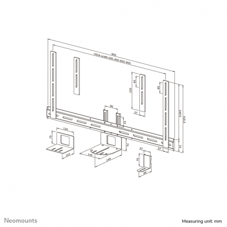 Neomounts AV50-500BL - Mounting kit (mount bracket, camera shelf) - for PTZ camera - universal - black - screen size: 43"-110" - VESA-mountable, above the screen, below the screen - 16