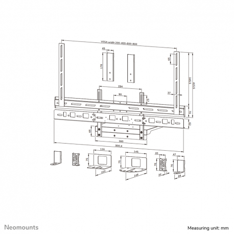 Neomounts AV60-500BL - Mounting kit (mount bracket, laptop shelf) - for video bar / laptop - universal - black - screen size: 43"-110" - VESA-mountable - 16