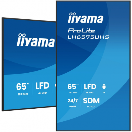 iiyama ProLite LH6575UHS-B2AG - 65" Diagonal Class (64.5" viewable) LED-backlit LCD display - digital signage - with built-in media player, SDM Slot PC - 4K UHD (2160p) 3840 x 2160 - black (bezel), matte finish - 0