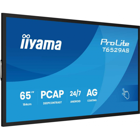 iiyama ProLite T6529AS-B1AG - 65" Diagonal Class (64.5" viewable) LED-backlit LCD display - digital signage - with touchscreen (multi touch) - 4K UHD (2160p) 3840 x 2160 - Edge LED - black (bezel), matte finish - 6