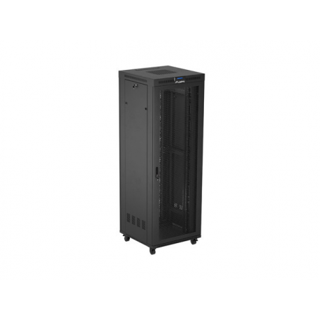 Lanberg FF01 series - Rack cabinet - 800 x 800, flat pack, with mesh door, LCD - with LCD screen, thermostat, 4 cooling fans - free-standing, floor-standing - black, RAL 9004 - 47U - 19" - 1