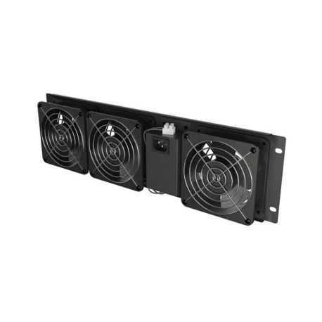 Lanberg - Rack fan panel (vertical) - with three fans - AC 230 V - RAL 9004, black - 3U - 19" - 4