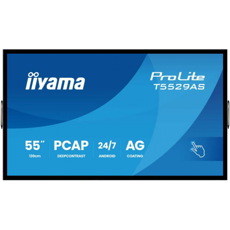 iiyama ProLite T5529AS-B1AG - 55" Diagonal Class (54.6" viewable) LED-backlit LCD display - digital signage - with touchscreen (multi touch) - 4K UHD (2160p) 3840 x 2160 - Direct LED - black (bezel), matte finish - 2