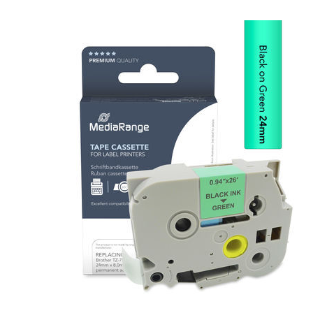 Brother TZe-751 - Black on green - Roll (2.4 cm x 8 m) 1 cassette(s) laminated tape - for Brother PT-D600; P-Touch PT-3600, D800, E550, P750, P900, P950; P-Touch Cube Plus PT-P710 - 1