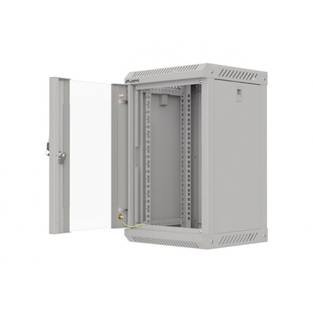 Lanberg WF11 Series - Rack cabinet - 300 x 300, with glass door, flat pack - wall mountable - grey, RAL 7035 - 9U - 10" - 4
