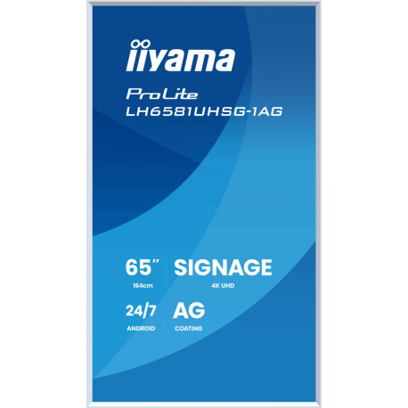 iiyama ProLite LH6581UHSG-1AG - 65" Diagonal Class (64.5" viewable) LED-backlit LCD display - digital signage - with built-in SoC media player - 4K UHD (2160p) 3840 x 2160 - white bezel, matte finish - 2