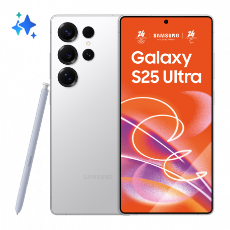 Samsung Galaxy S25 Ultra - 5G smartphone - dual-SIM - RAM 12 GB / Internal Memory 256 GB - OLED display - 6.9" - 3120 x 1440 pixels (120 Hz) - 4x rear cameras 200 MP, 50 MP, 50 MP, 10 MP - front camera 12 MP - titanium whitesilver - 0