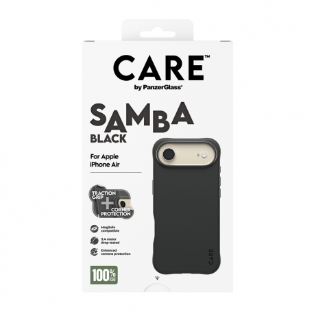 CARE by PanzerGlass Samba - Back cover for mobile phone - MagSafe compatibility - thermoplastic polyurethane (TPU) - black - for Apple iPhone Air - 2
