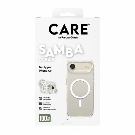 CARE by PanzerGlass Samba - Back cover for mobile phone - MagSafe compatibility - thermoplastic polyurethane (TPU) - transparent with white - for Apple iPhone Air - 2